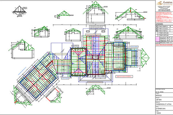 Roof truss layout, production, design of wooden structures - Laval, Montréal