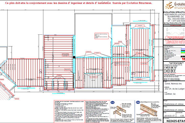 Plan de montage des poutrelles de plancher, strcutures de poutres et poutrelles - Laval, Montréal